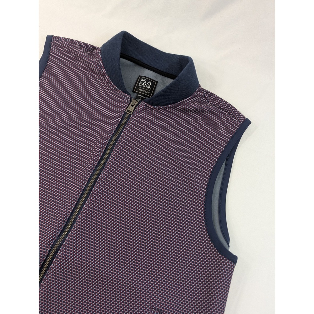 JOS A BANK Vest Mens Large Full Zip Tailored Fit Golf Performance All Over Print
